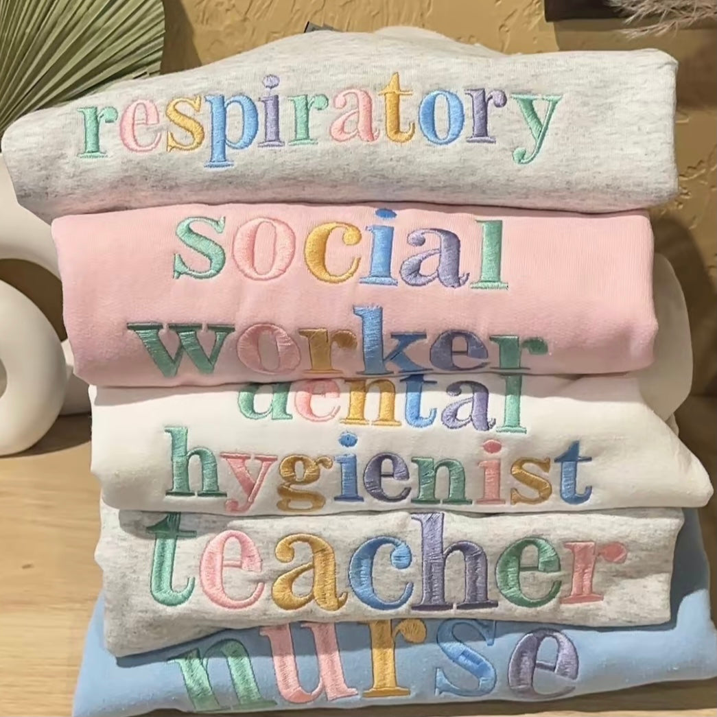 Custom Embroidered Black On Black Color Career T-Shirt/Sweatshirt/Hoodie