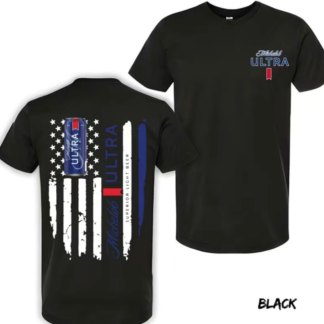 Bold American Flag Beer Can GraphicT-Shirt/Sweatshirt/Hoodie