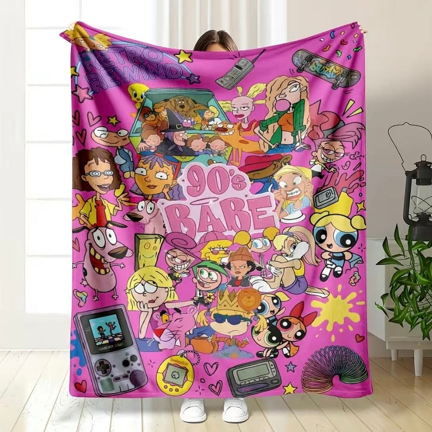 90s Nostalgic Cartoon Blanket