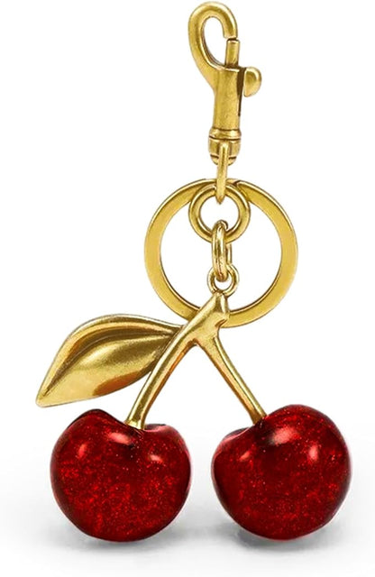 Cherry Bag Charm with Key Ring and Clip