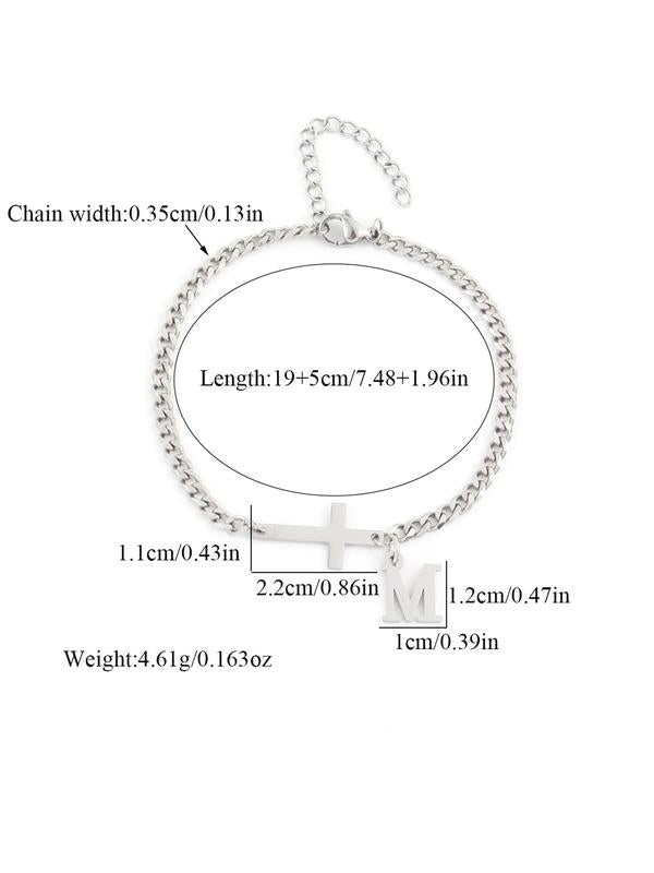 Men's Fashion Simple Cross Charm Decor Bracelet