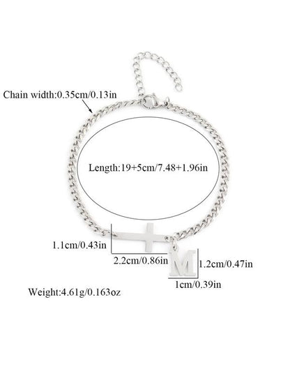 Men's Fashion Simple Cross Charm Decor Bracelet