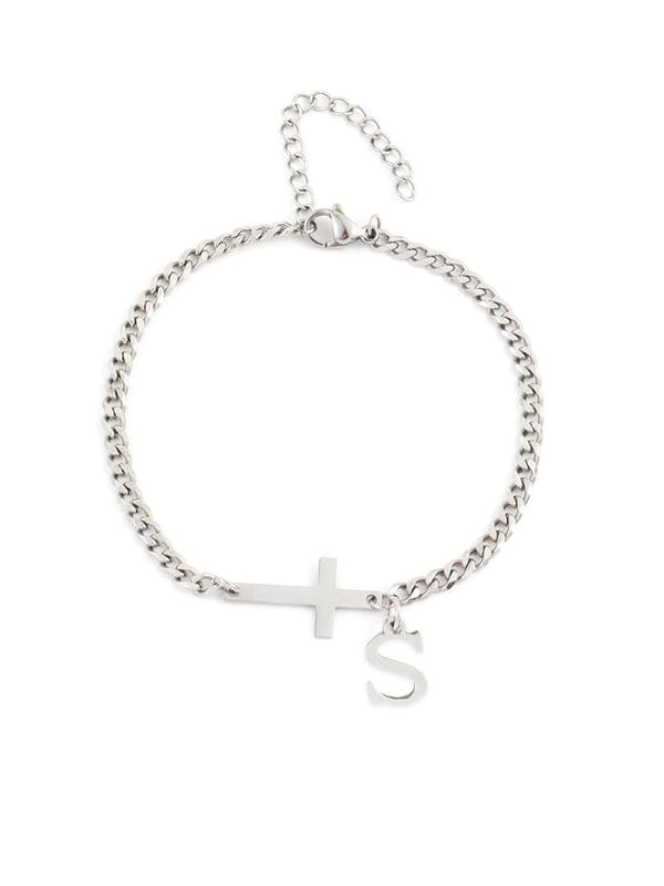 Men's Fashion Simple Cross Charm Decor Bracelet