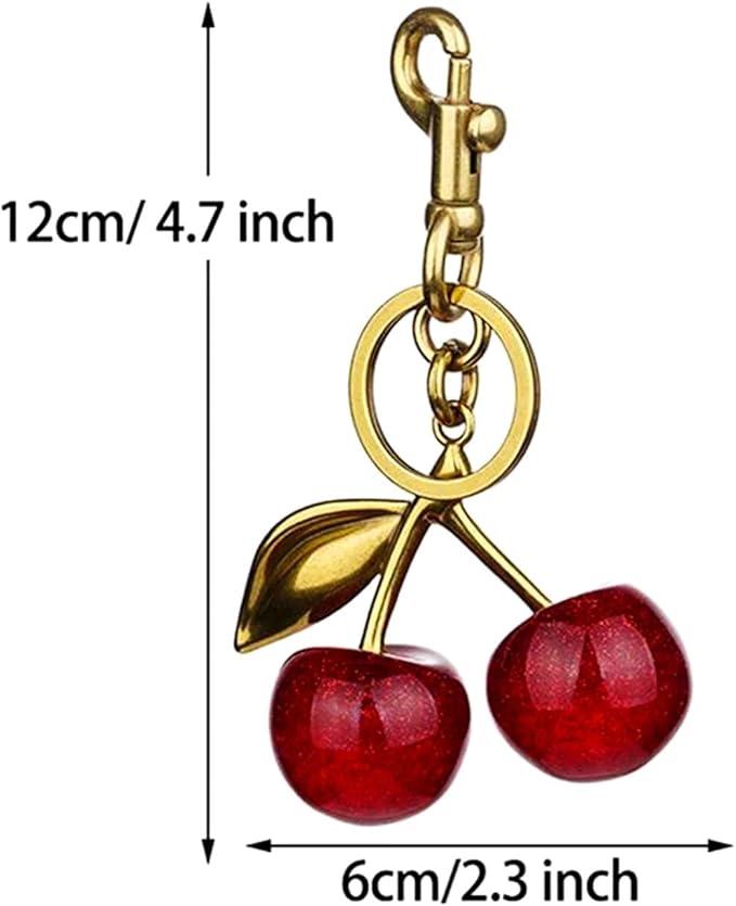 Cherry Bag Charm with Key Ring and Clip