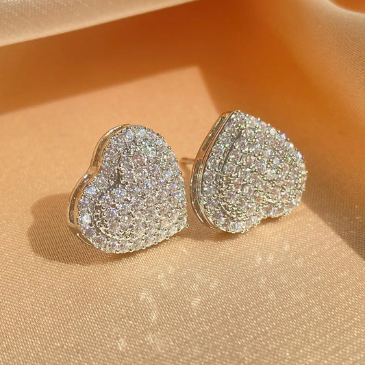 Women's  Rhinestone & Heart Stud Earrings As Gift