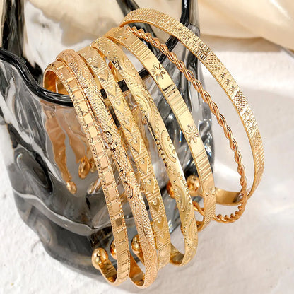 Boho Alloy Engraved Cuff Bangles