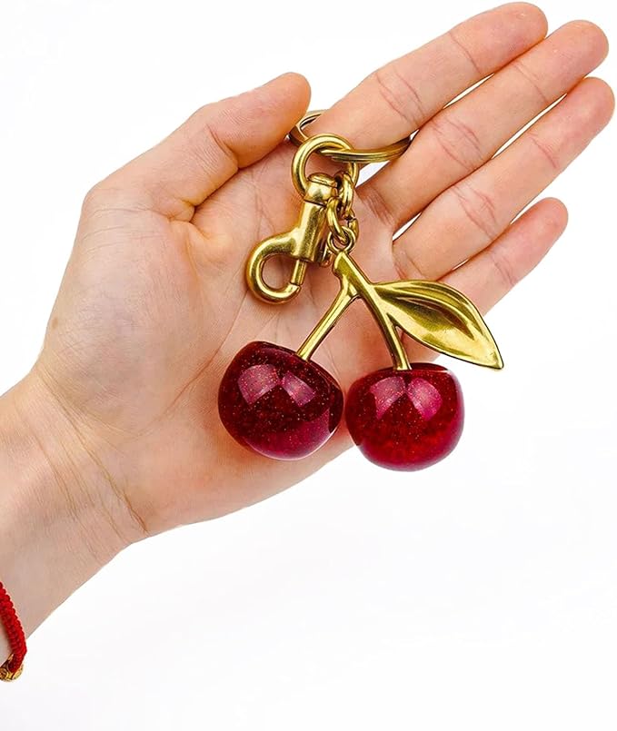 Cherry Bag Charm with Key Ring and Clip