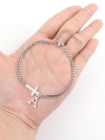 Men's Fashion Simple Cross Charm Decor Bracelet