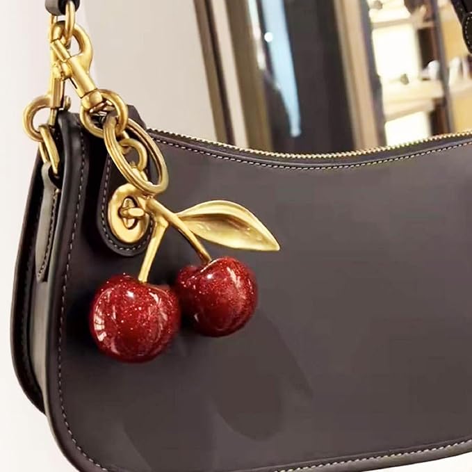 Cherry Bag Charm with Key Ring and Clip