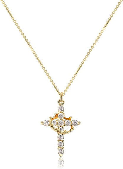 Crown Cross Necklace for women