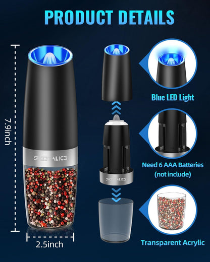 Gravity Electric Pepper and Salt Grinder Set