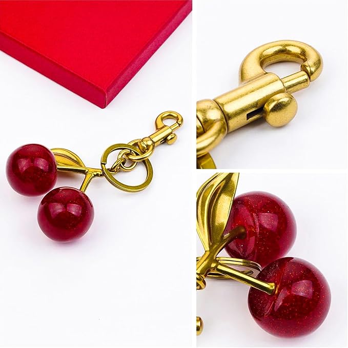 Cherry Bag Charm with Key Ring and Clip