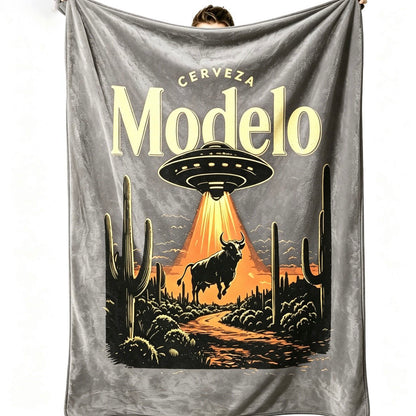 Modelo Beer UFO Bull Abduction Blanket