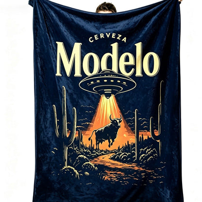 Modelo Beer UFO Bull Abduction Blanket