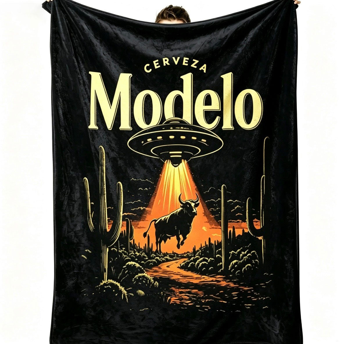 Modelo Beer UFO Bull Abduction Blanket