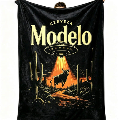 Modelo Beer UFO Bull Abduction Blanket