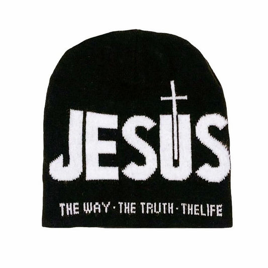 Jesus Jacquard Soft Knit Beanie Hat
