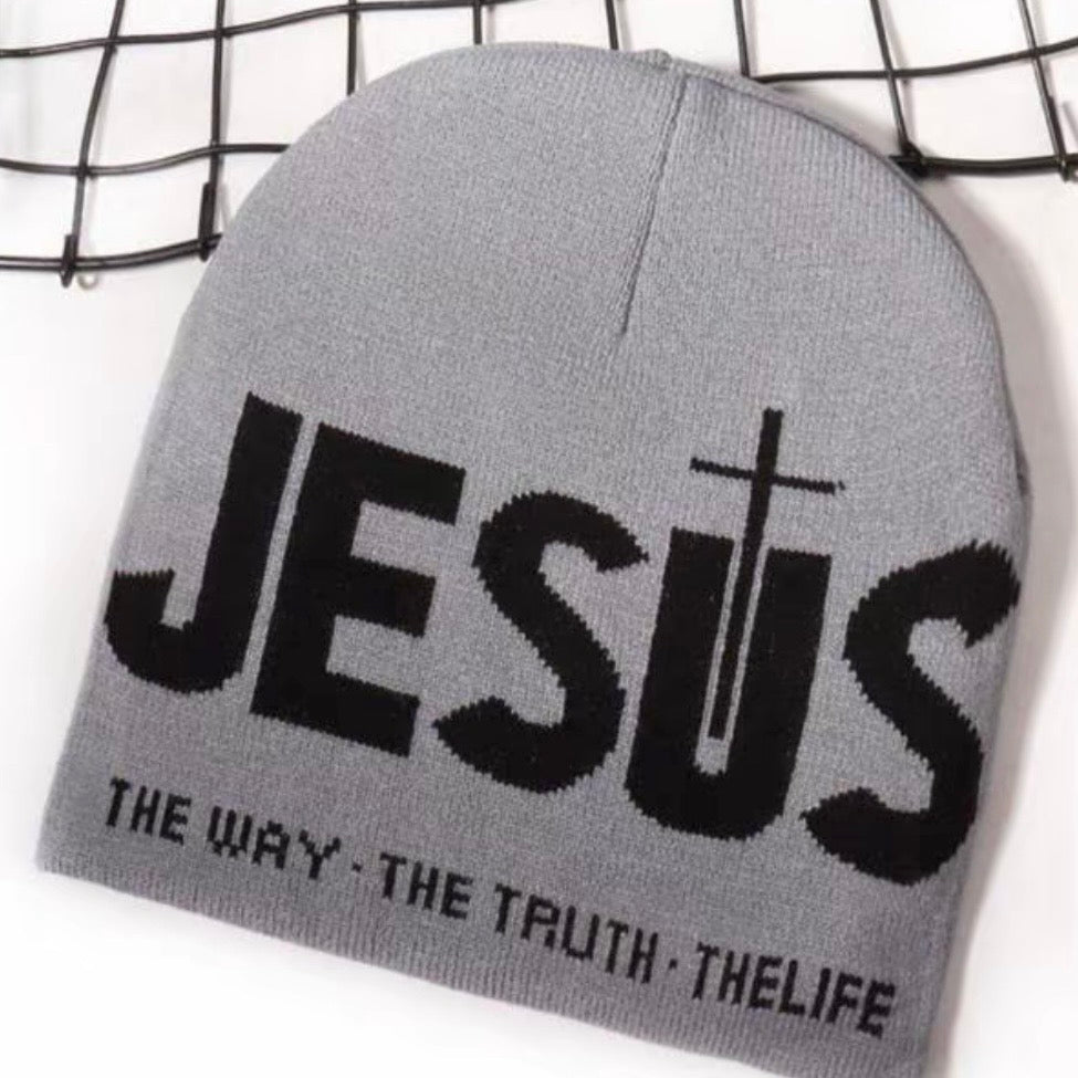 Jesus Jacquard Soft Knit Beanie Hat