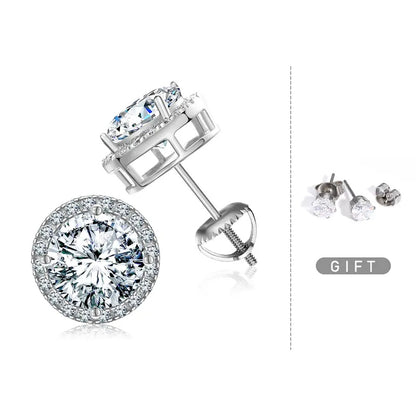 Moissanite Stone Round Stud Earrings