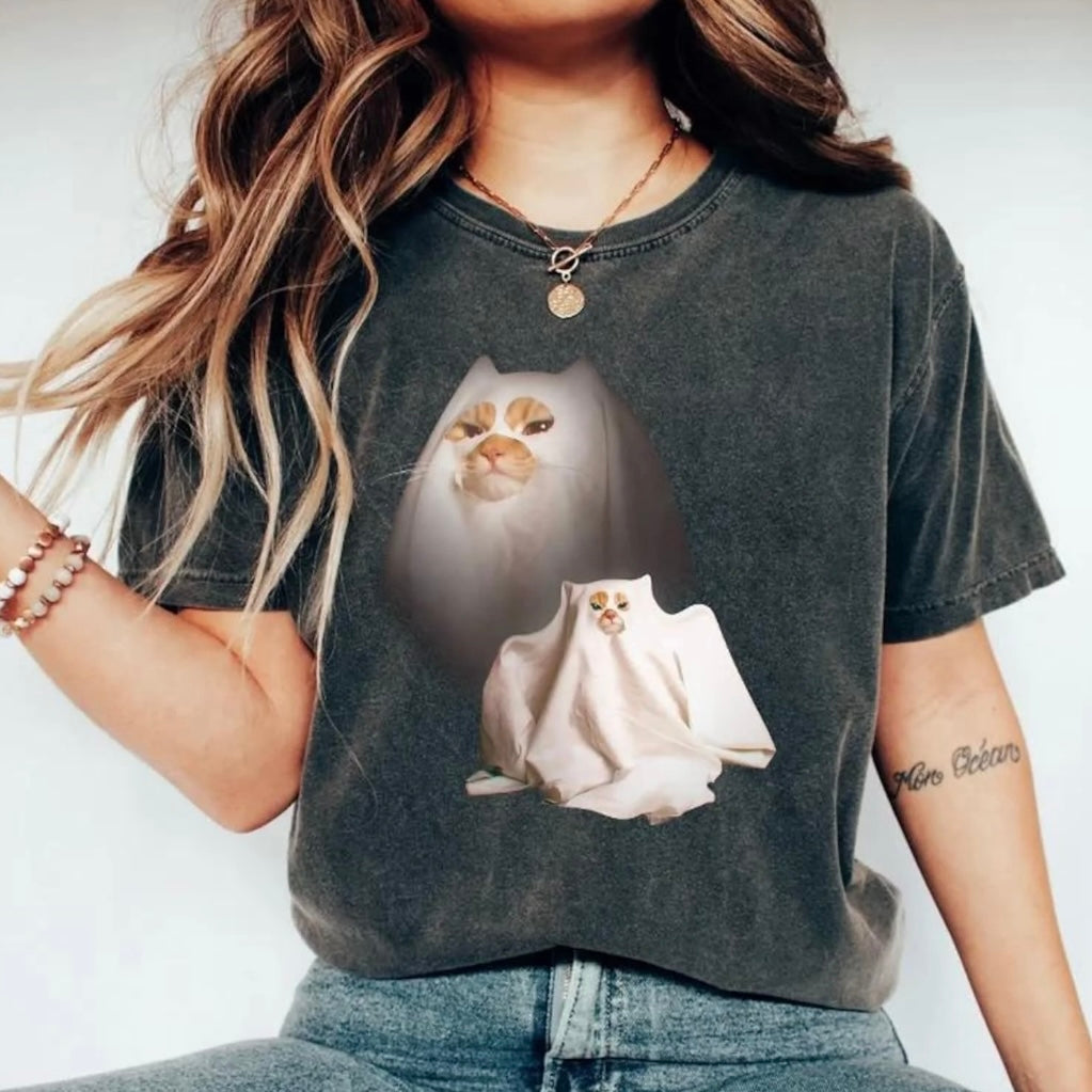 Retro Funny Ghost Kitten T-Shirt/Sweatshirt/Hoodie