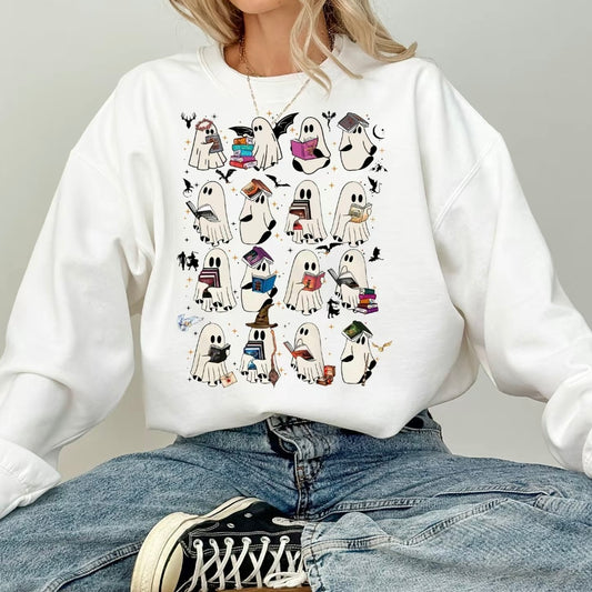 Retro Ghost Book Halloween T-Shirt/Sweatshirt/Hoodie