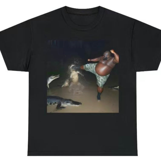 Man Kick Alligator In Swamp T-Shirt/Sweatshirt/Hoodie