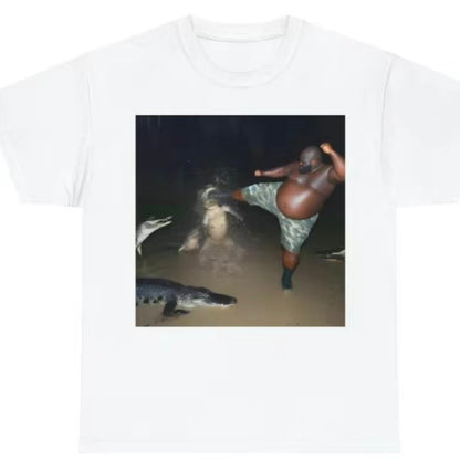 Man Kick Alligator In Swamp T-Shirt/Sweatshirt/Hoodie