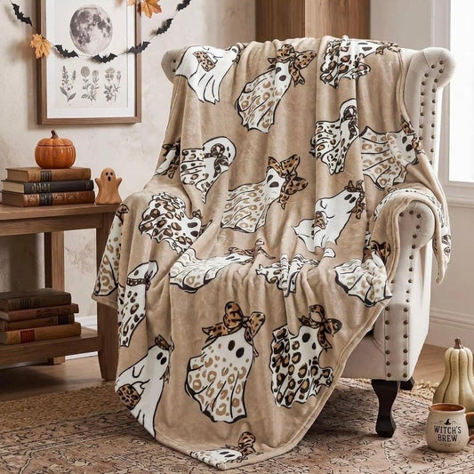 Halloween Cheetah Ghost Blanket