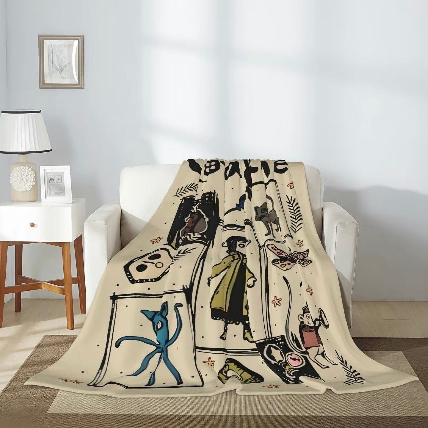 Coraline & Black Cat Cartoon Blanket