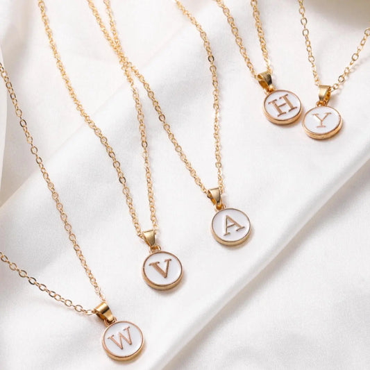 Letter Round Charm Necklace As Gift