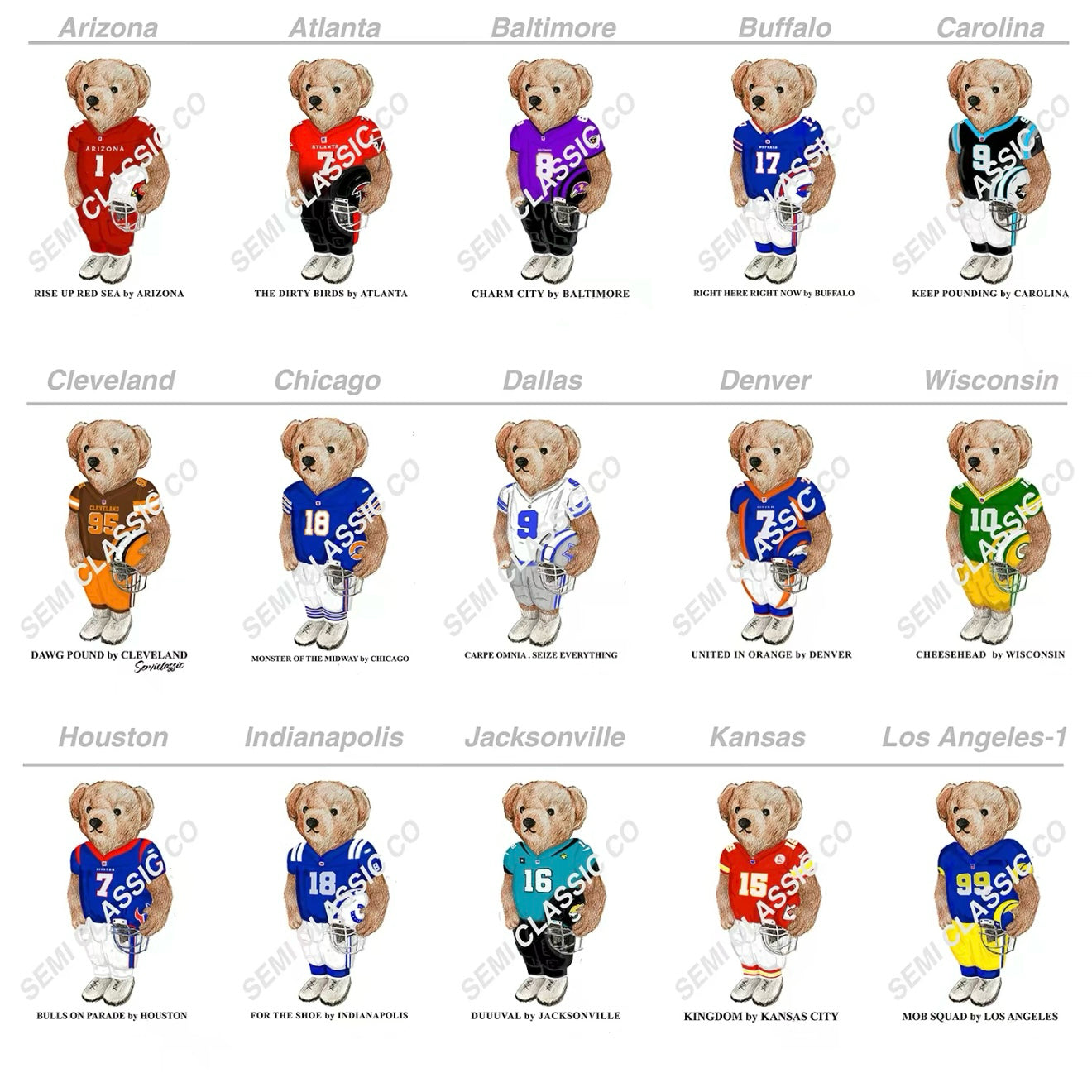 Football Team Bear GraphicT-Shirt/Sweatshirt/Hoodie