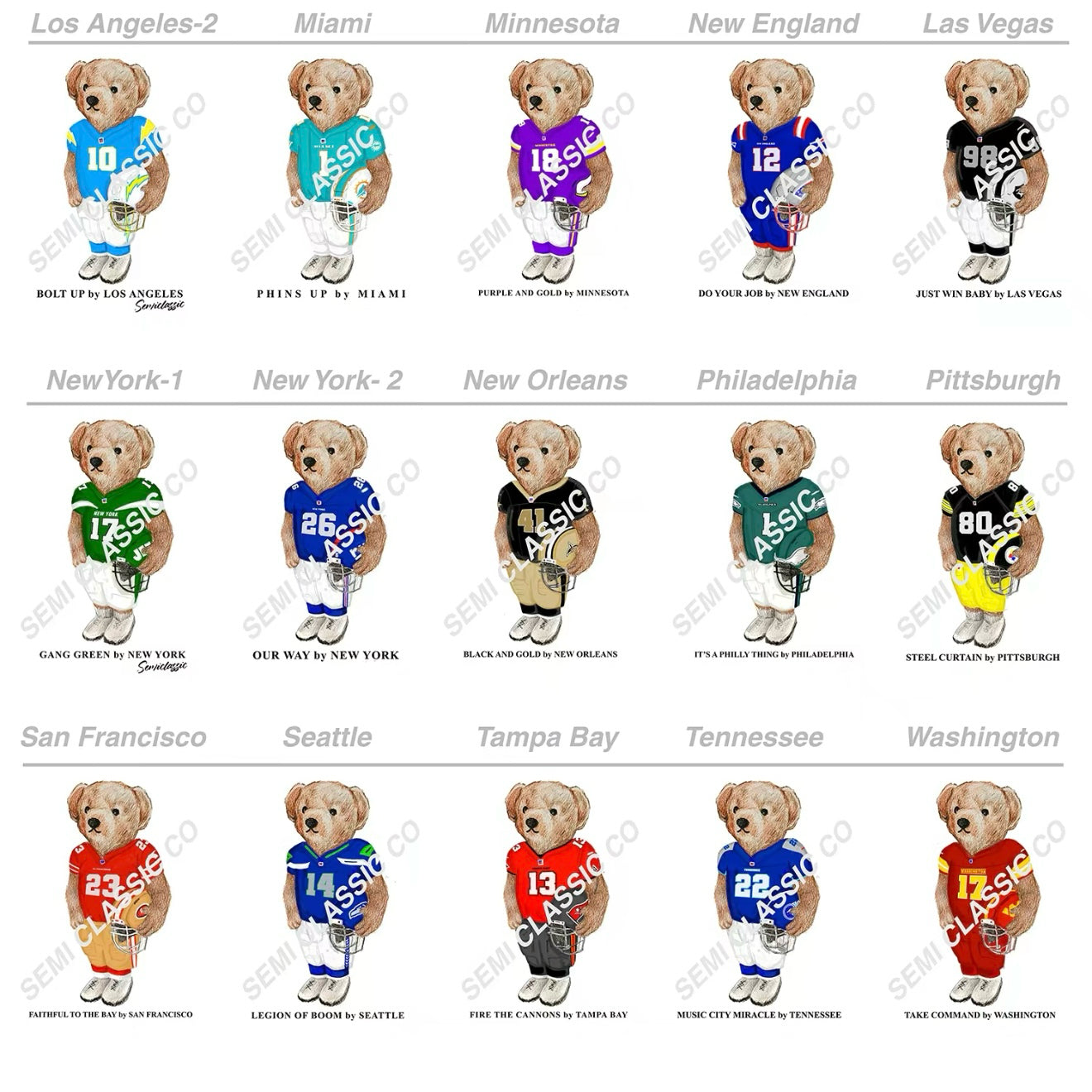 Football Team Bear GraphicT-Shirt/Sweatshirt/Hoodie