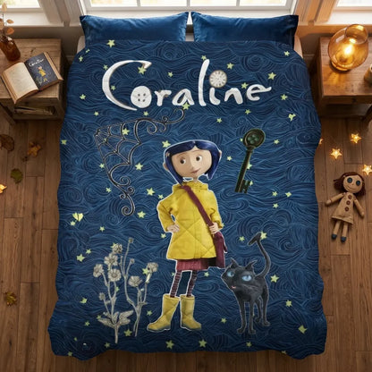 Coraline & Black Cat Cartoon Blanket