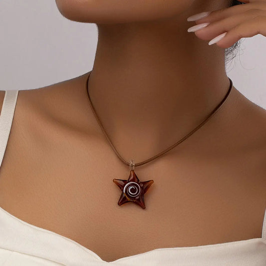 Women's Matching Star Decor Pendant Necklace