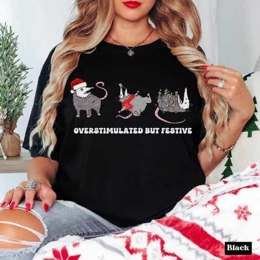 Overstimulated But Festive Opossum T-Shirt/Sweatshirt/Hoodie
